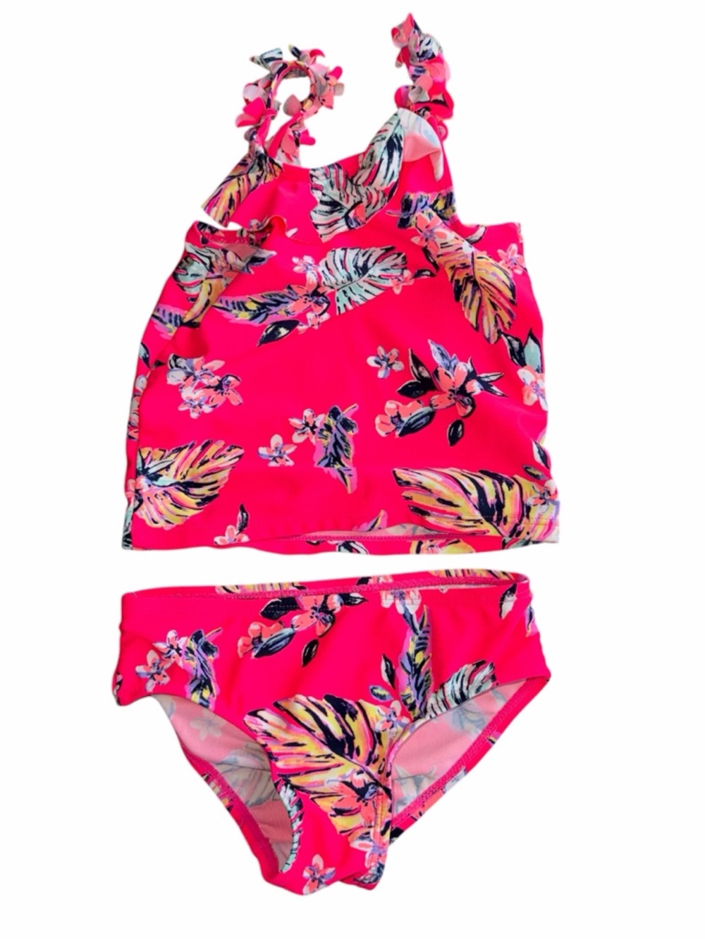 Oshkosh B'Gosh Swimsuit Bathing Suit Girls Size 3T Pink Floral 2 Piece Tankini